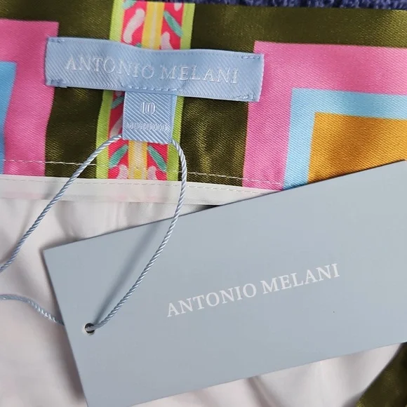 ANTONIO MELANI Satin Clio Scarf Wrap Maxi Skirt: Multi Color Print: Size- 10 - Picture 10 of 16
